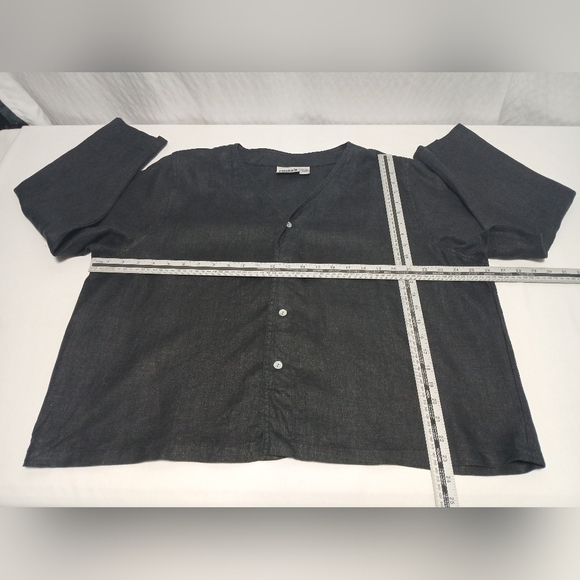 Chicos Design 100% Linen Collarless Long Sleve Button Down Top. Size XL(3) - Picture 3 of 7